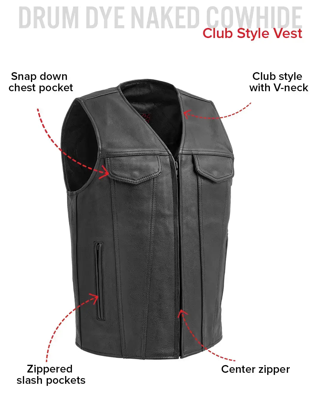 Badlands Men's Motorcycle Leather Vest - First Manufacturing Company - Flyclothing LLC
