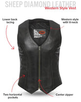 Savannah Women's Western Style Motorcycle Leather Vest - First Manufacturing Company - Flyclothing LLC