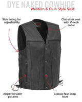 Gambler Men's Motorcycle Leather Vest - First Manufacturing Company - Flyclothing LLC
