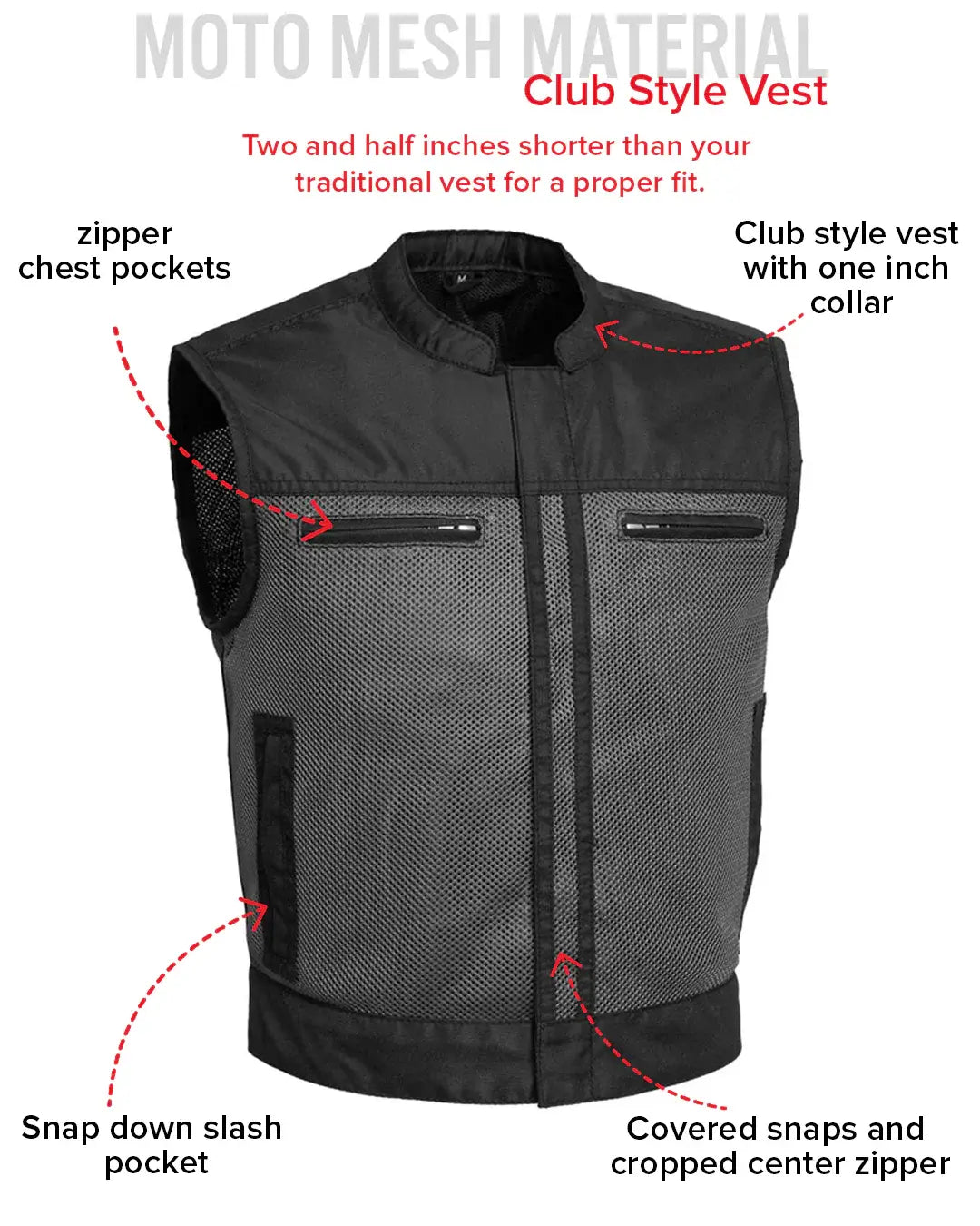 Lowrider Moto Mesh Men's Motorcycle Vest - First Manufacturing Company - Flyclothing LLC