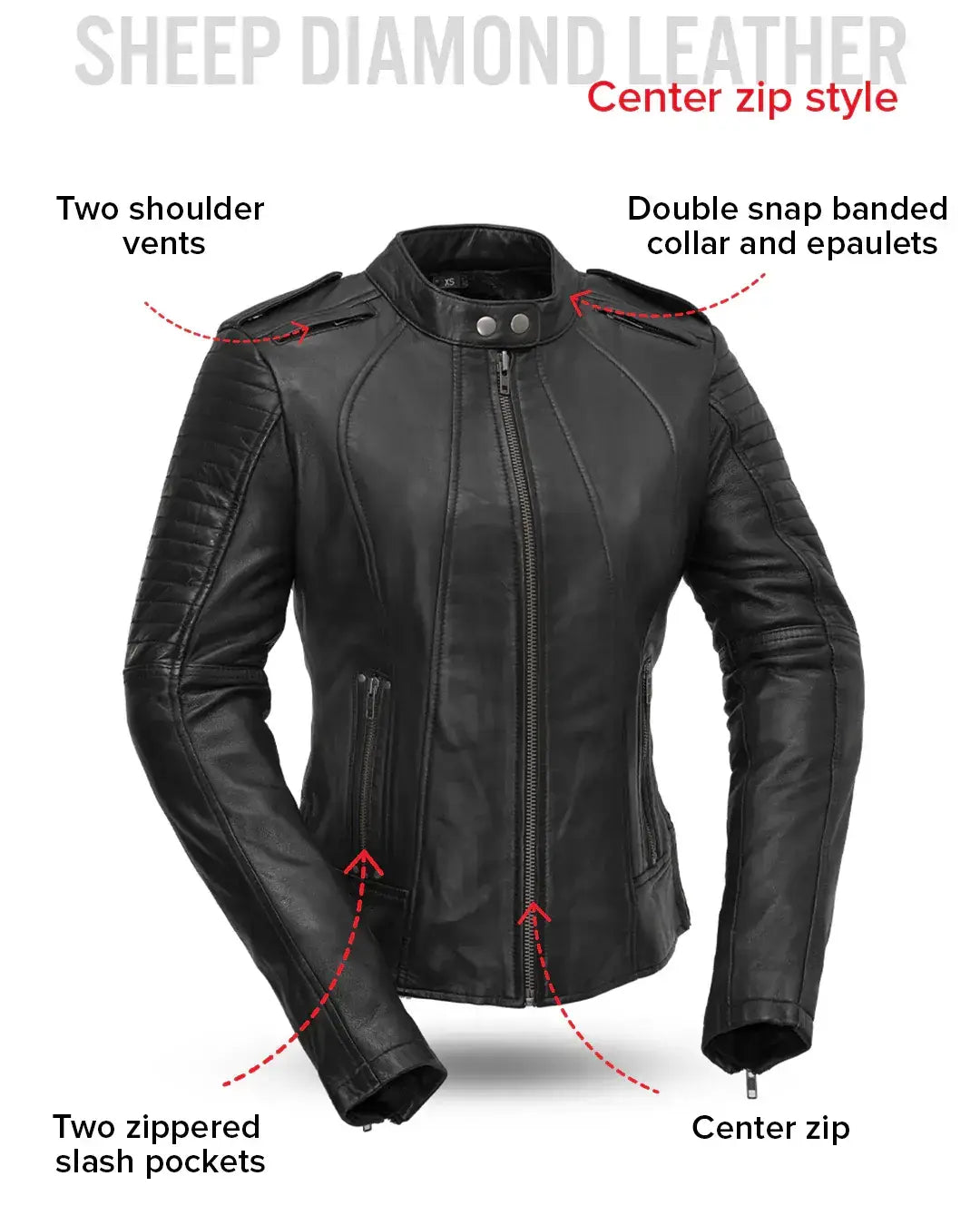 Biker - Women's Motorcycle Leather Jacket - First Manufacturing Company - Flyclothing LLC