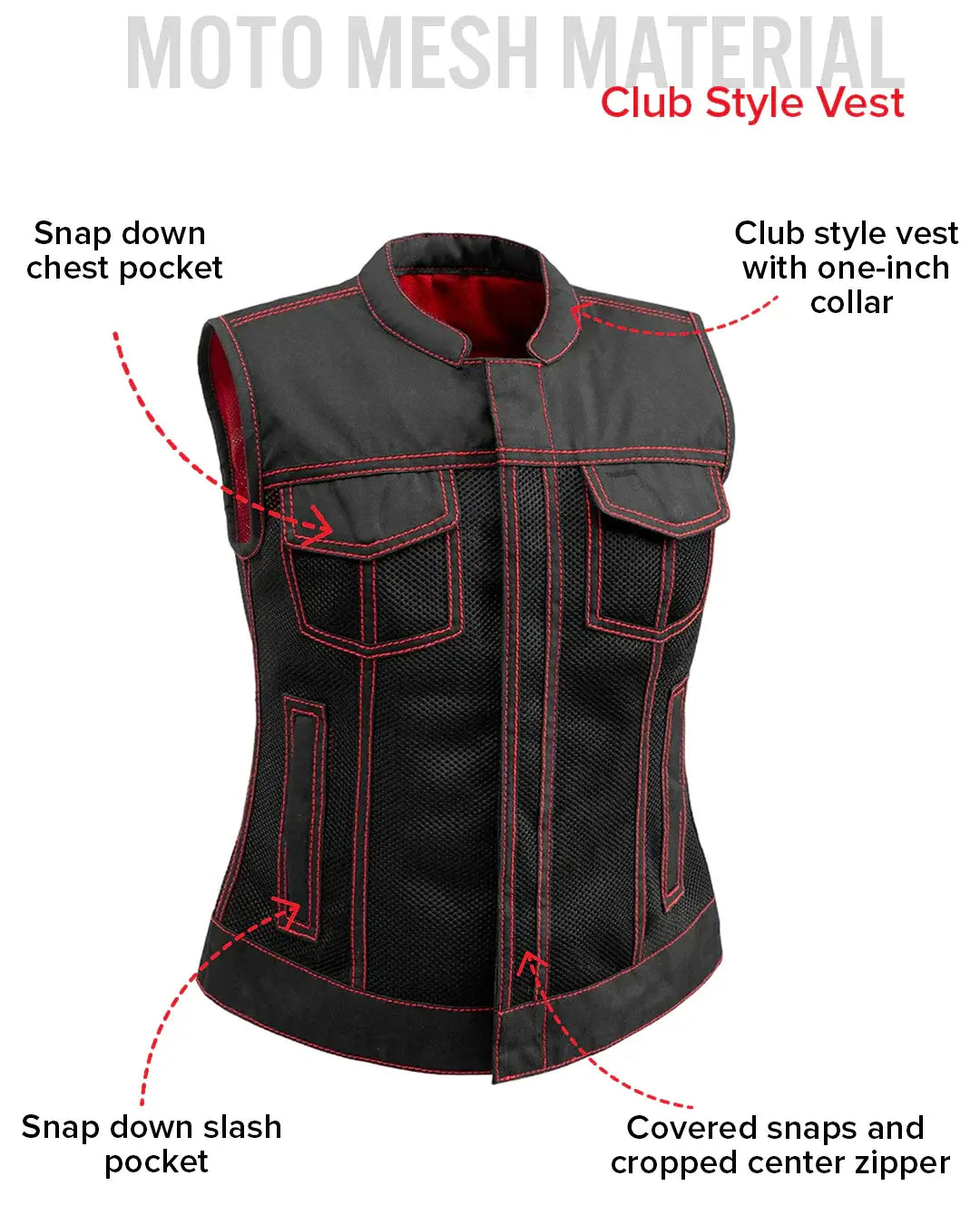 Jessica Moto Mesh Women's Motorcycle Vest - First Manufacturing Company - Flyclothing LLC