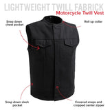 No Limit - Men's Motorcycle Twill Vest - First Manufacturing Company - Flyclothing LLC