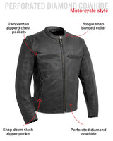 Turbine Men's Motorcycle Perforated Leather Jacket - First Manufacturing Company - Flyclothing LLC