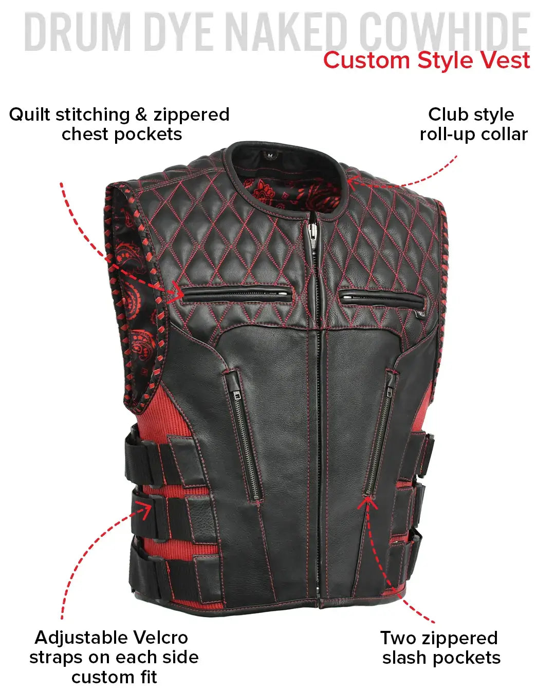 Tactical Emerald Men’s Motorcycle Leather Vest - First Manufacturing Company - Flyclothing LLC