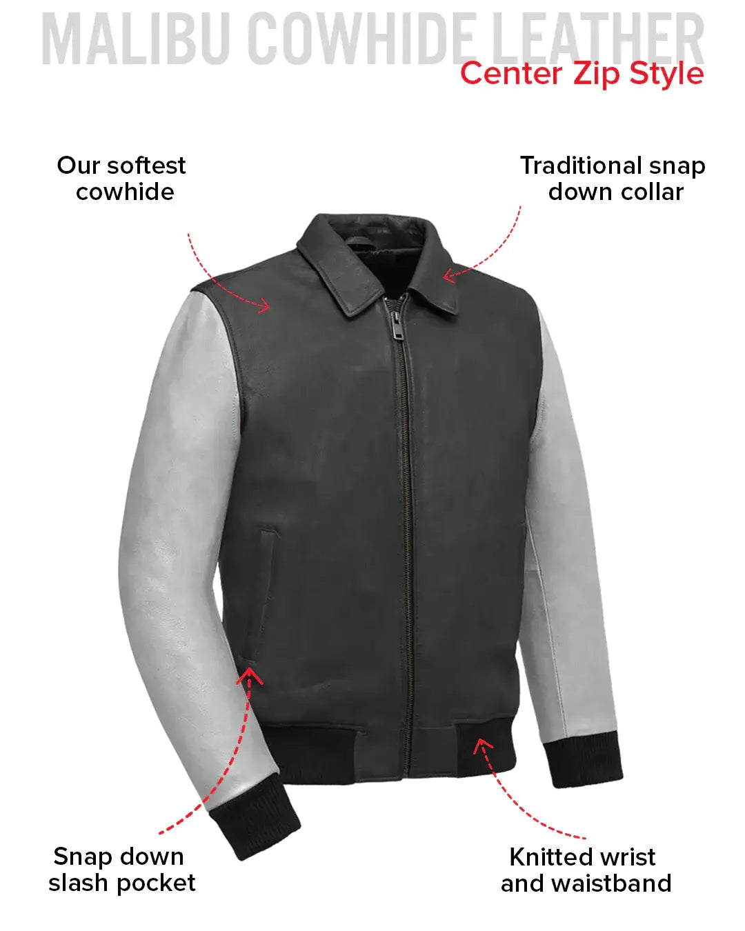 Moto Bomber Two Tone Men's Leather Jacket - First Manufacturing Company - Flyclothing LLC