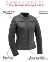 Targa - Women's Motorcycle Leather Jacket - First Manufacturing Company - Flyclothing LLC