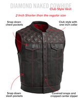 Upside Perforated Men's Club Style Leather Vest - First Manufacturing Company - Flyclothing LLC