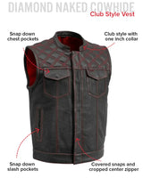 Downside Perforated Men's Motorcycle Leather Vest - First Manufacturing Company - Flyclothing LLC