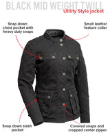 Outcast - Women's Twill Motorcycle Jacket - First Manufacturing Company - Flyclothing LLC