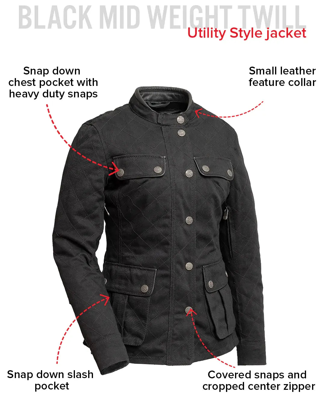 Outcast - Women's Twill Motorcycle Jacket - First Manufacturing Company - Flyclothing LLC