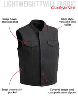 Havoc Men's Motorcycle Twill Vest - First Manufacturing Company - Flyclothing LLC