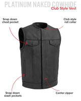 Highside Men's Motorcycle Leather Vest - First Manufacturing Company - Flyclothing LLC