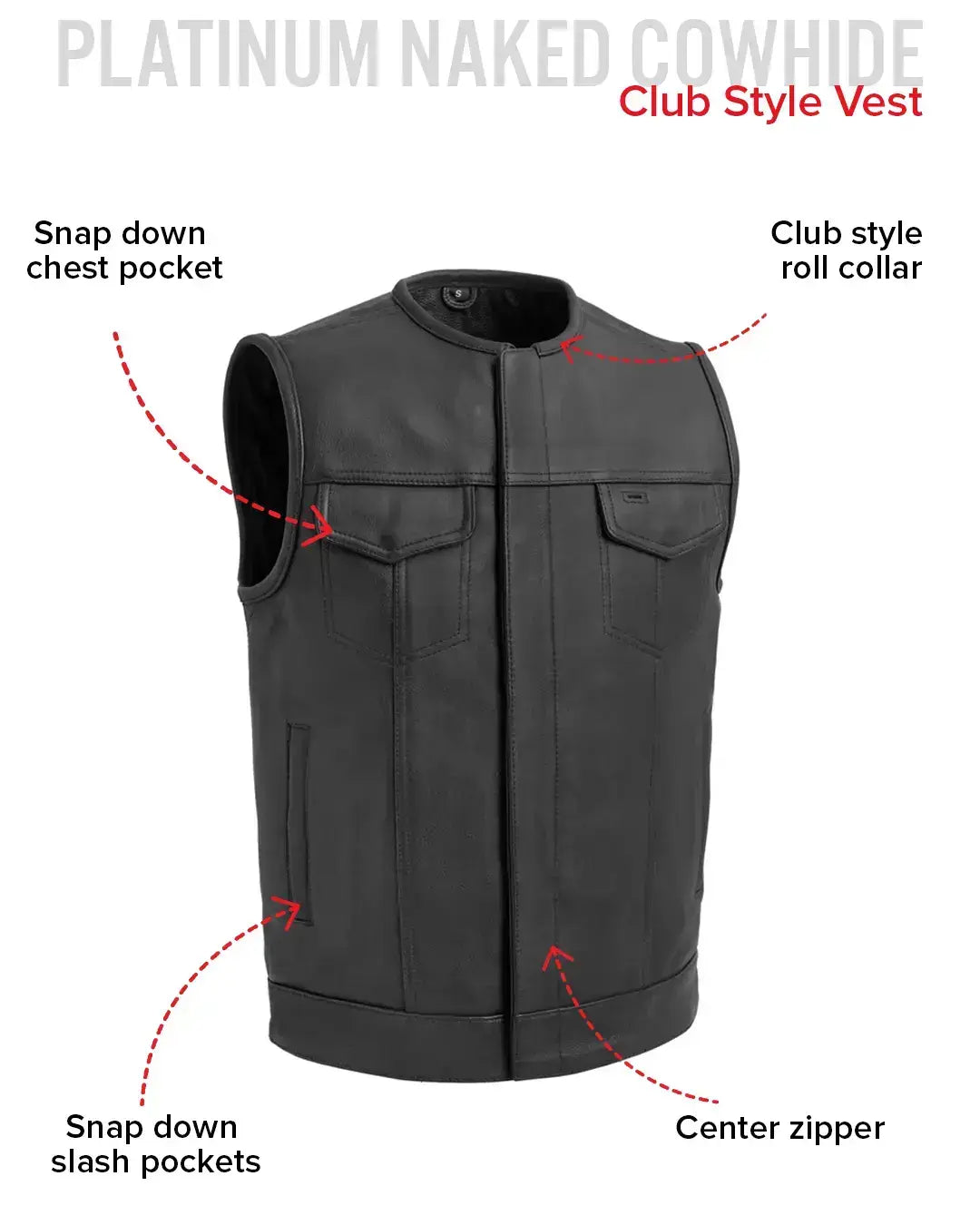 Highside Men's Motorcycle Leather Vest - First Manufacturing Company - Flyclothing LLC