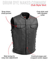 Sniper Men's Motorcycle Leather Vest - First Manufacturing Company - Flyclothing LLC