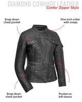 Outlander - Women's Motorcycle Leather Jacket - First Manufacturing Company - Flyclothing LLC