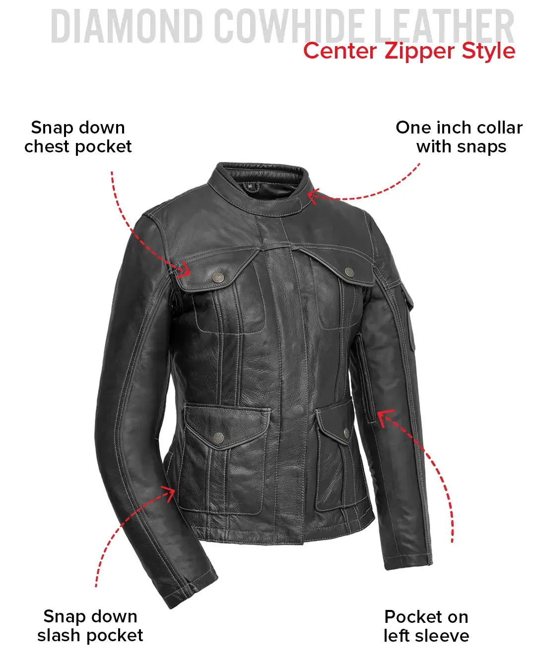 Outlander - Women's Motorcycle Leather Jacket - First Manufacturing Company - Flyclothing LLC