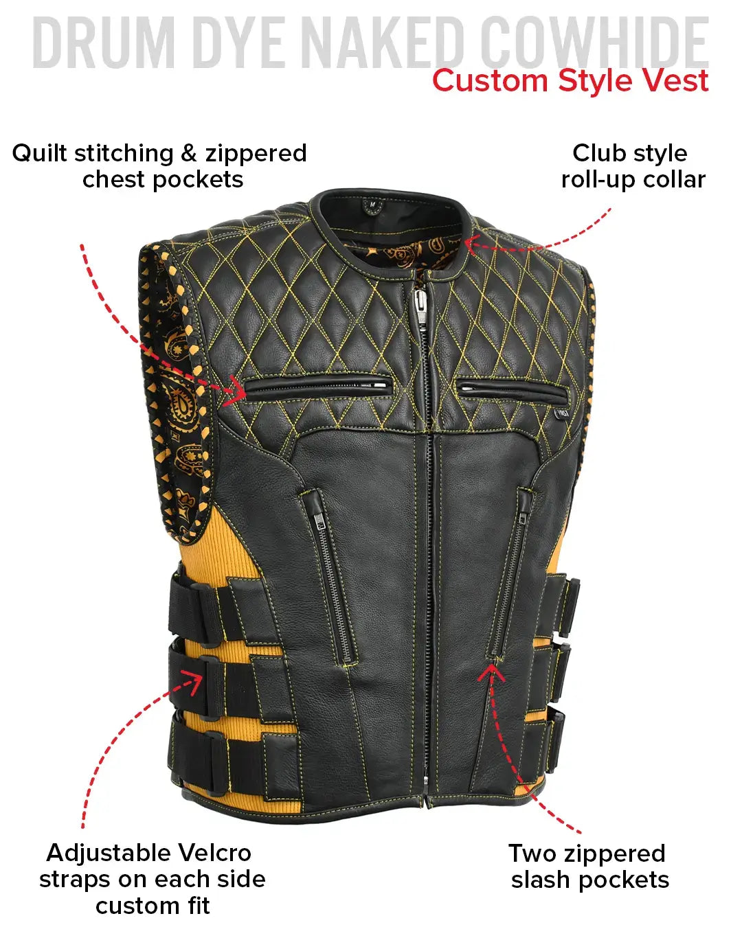 Tactical Emerald Men’s Motorcycle Leather Vest - First Manufacturing Company - Flyclothing LLC