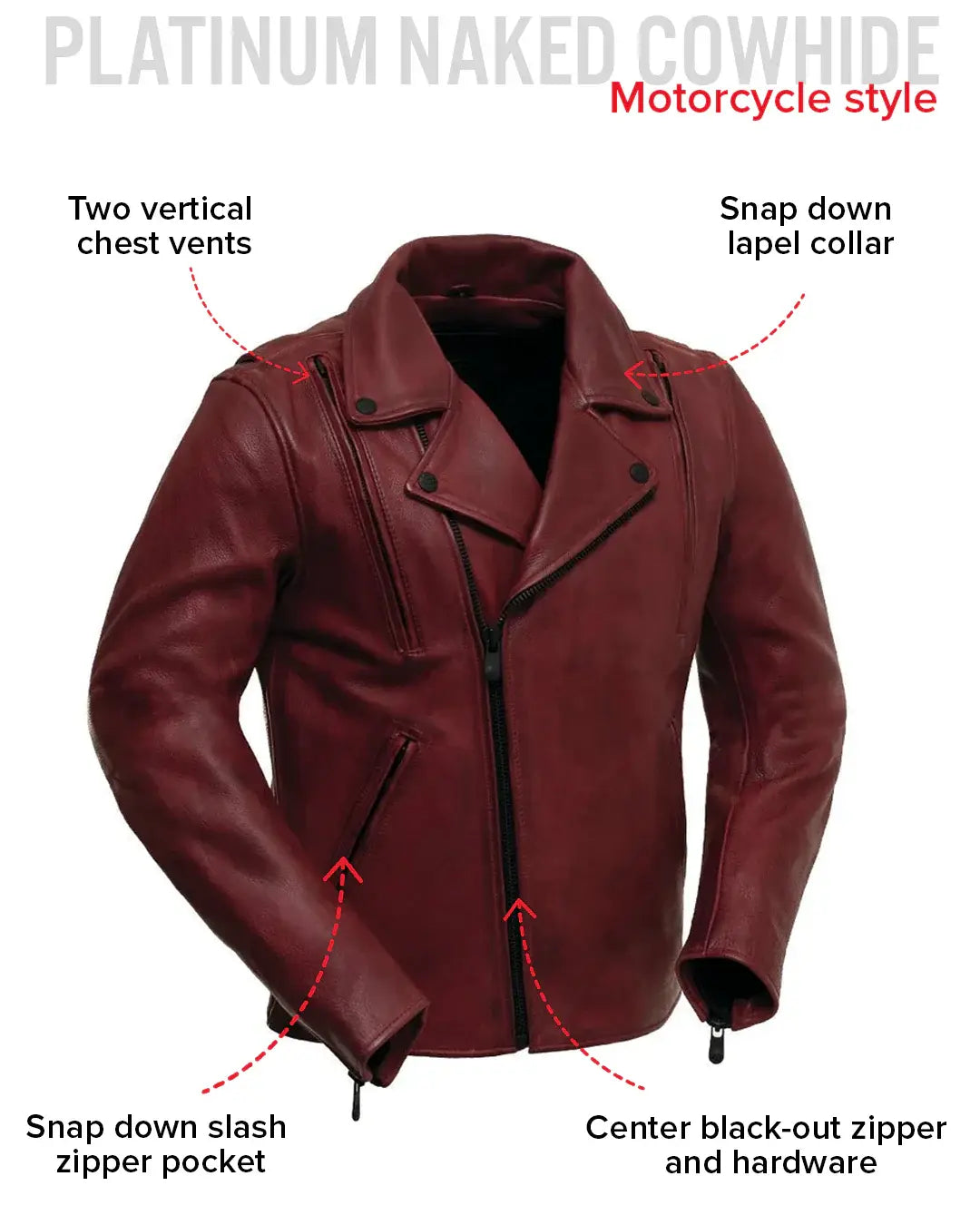 Night Rider Men's Motorcycle Leather Jacket - First Manufacturing Company - Flyclothing LLC