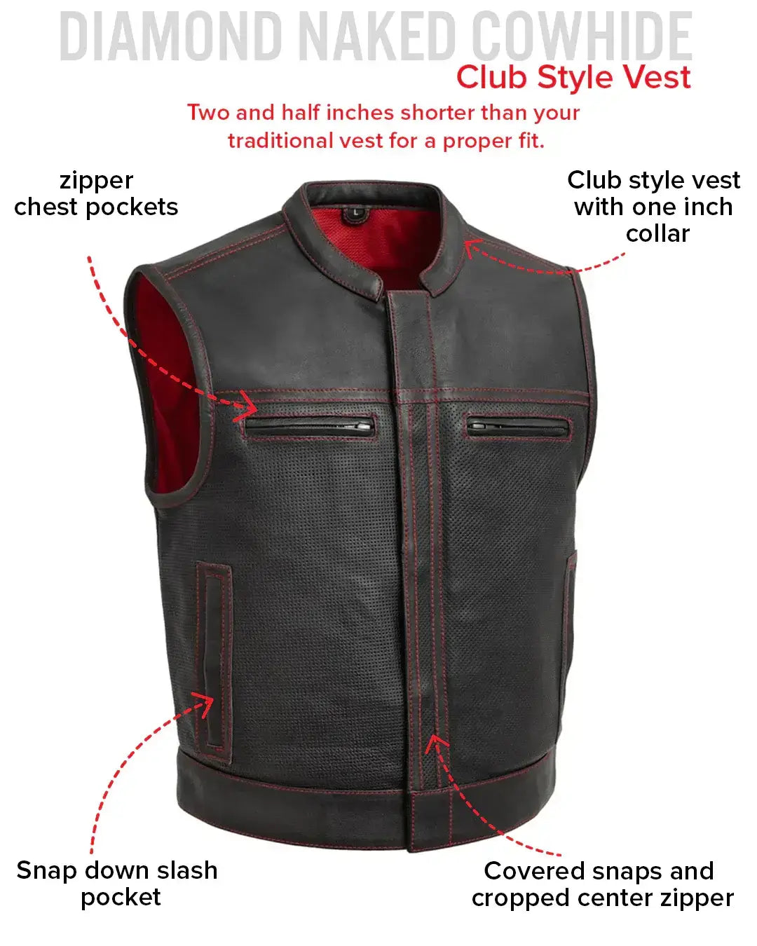 Lowrider Perforated Men's Leather Vest - First Manufacturing Company - Flyclothing LLC
