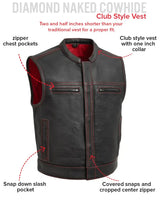 Lowrider Perforated Men's Leather Vest - First Manufacturing Company - Flyclothing LLC