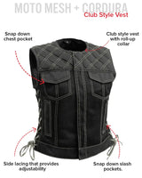 Bonnie Moto Mesh Women's Motorcycle Vest - Diamond Quilt - First Manufacturing Company - Flyclothing LLC