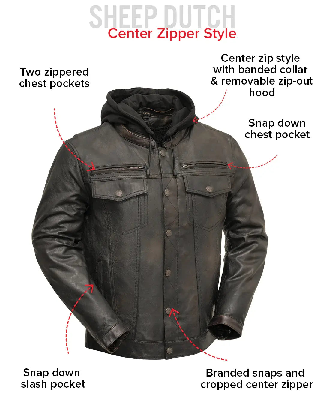Vendetta Men's Motorcycle Leather Jacket - First Manufacturing Company - Flyclothing LLC