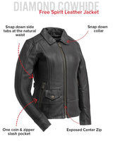 Free Spirit - Women's Motorcycle Leather Jacket - First Manufacturing Company - Flyclothing LLC