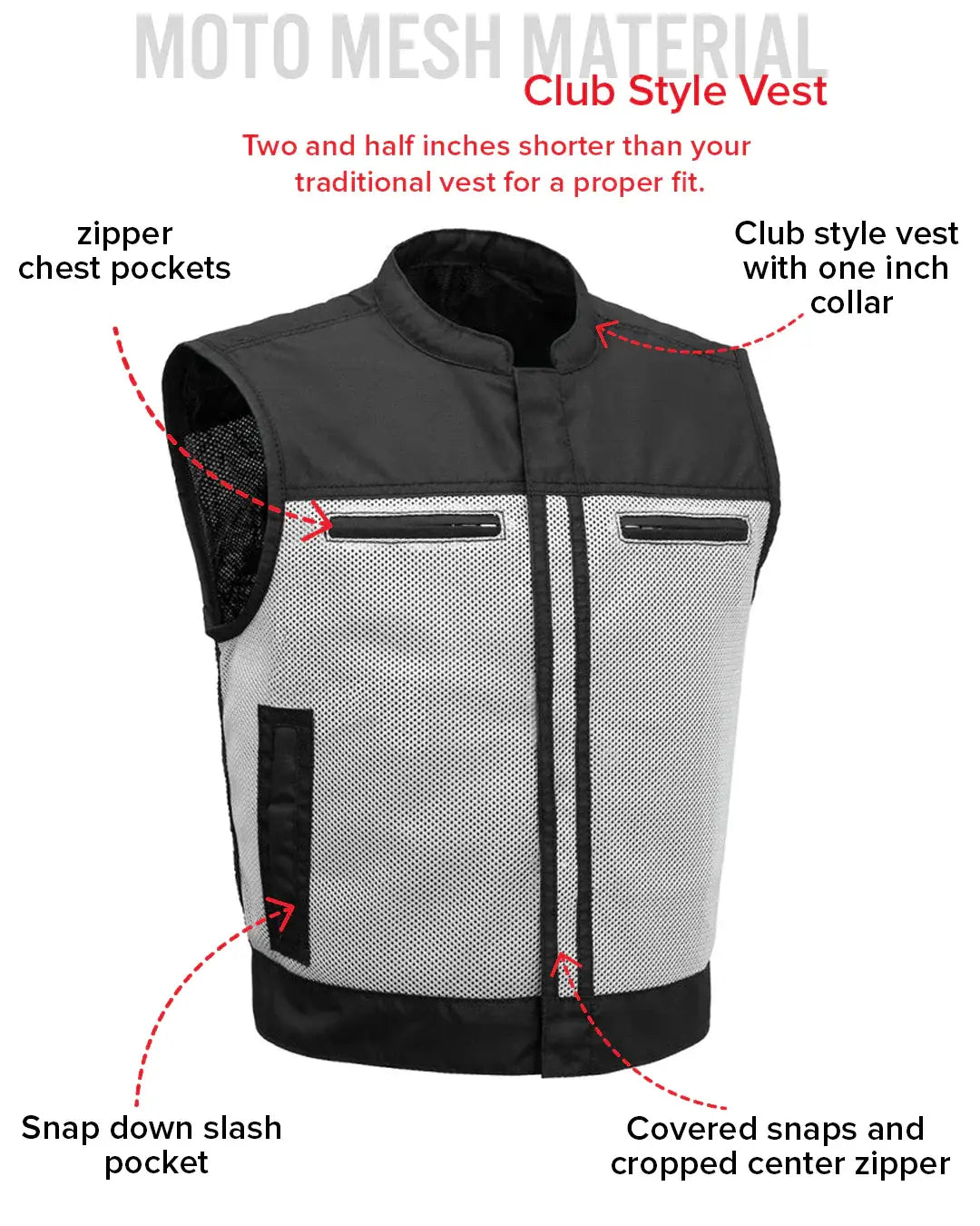 Lowrider Moto Mesh Men's Motorcycle Vest - First Manufacturing Company - Flyclothing LLC