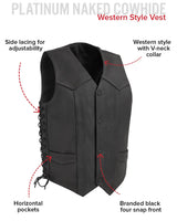 Deadwood Men's Motorcycle Western Style Leather Vest - First Manufacturing Company - Flyclothing LLC