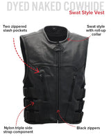 Commando Men's Leather Swat Style Motorcycle Vest - First Manufacturing Company - Flyclothing LLC