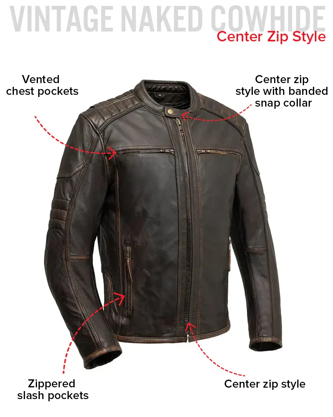 Rider Club - Men's Leather Motorcycle Jacket - First Manufacturing Company - Flyclothing LLC