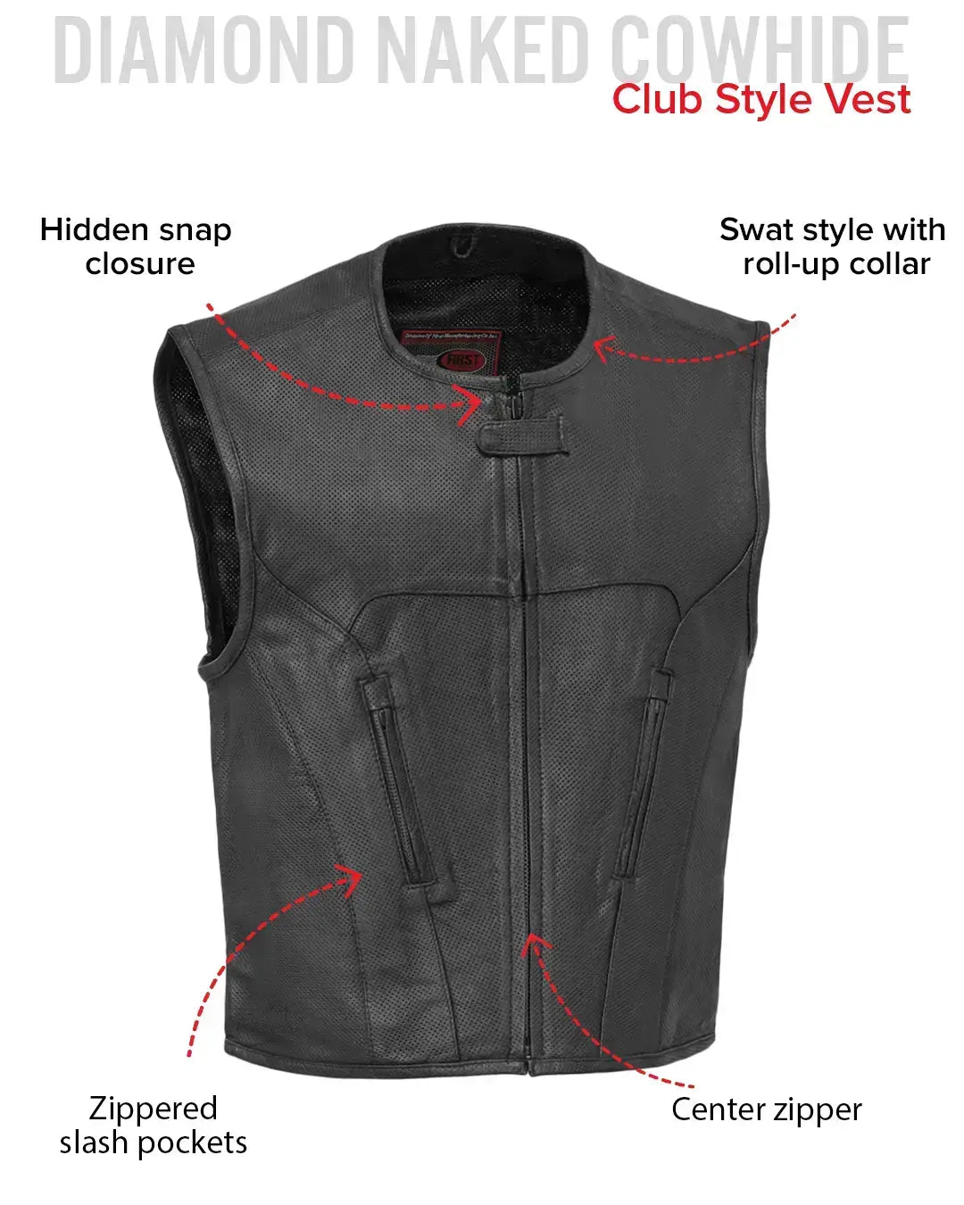 Raceway - Men's Motorcycle Perforated Leather Vest - First Manufacturing Company - Flyclothing LLC