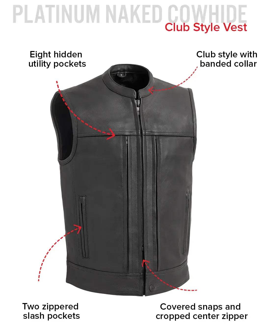 Rampage - Men's Motorcycle Leather Vest - First Manufacturing Company - Flyclothing LLC