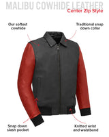 Moto Bomber Two Tone Men's Leather Jacket - First Manufacturing Company - Flyclothing LLC