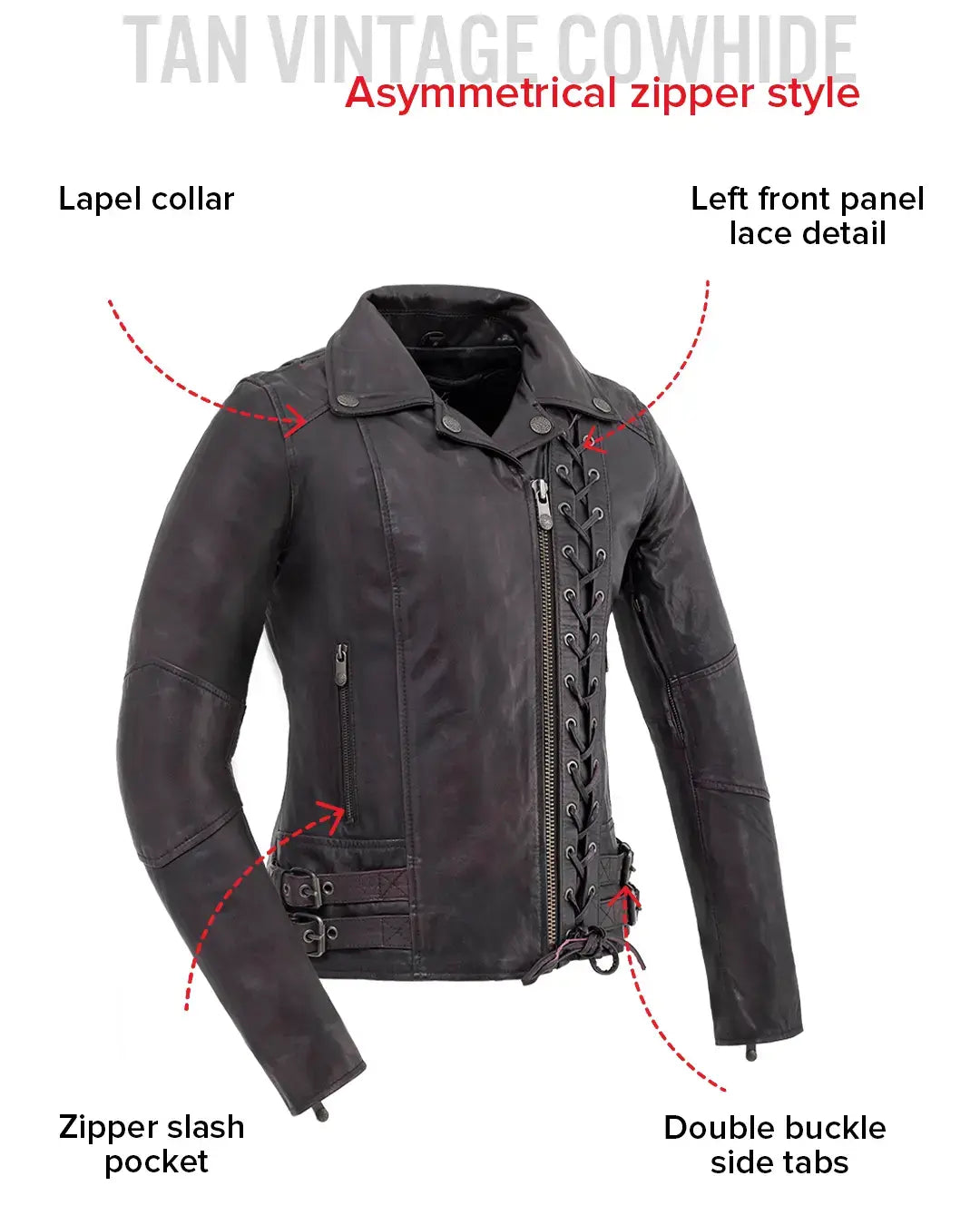Wildside - Women's Motorcycle Leather Jacket - First Manufacturing Company - Flyclothing LLC