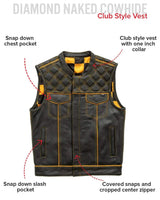 Finish Line - Gold Checker - Men's Motorcycle Leather Vest - First Manufacturing Company - Flyclothing LLC