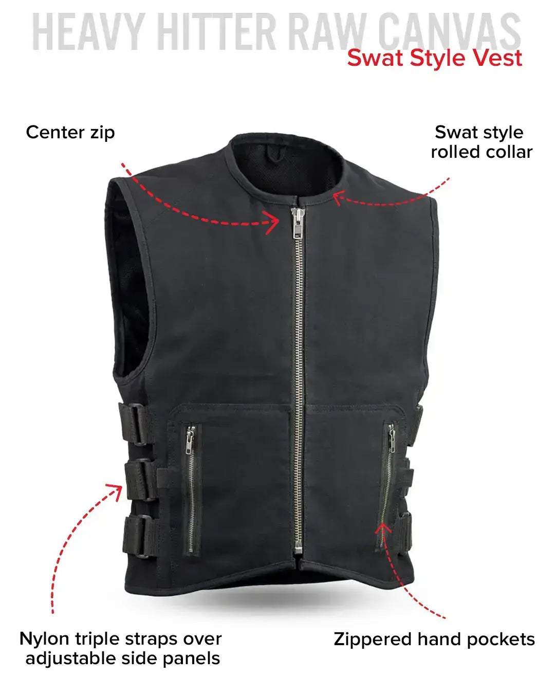 Knox - Men's Motorcycle Swat Style 20oz. Canvas Vest - First Manufacturing Company - Flyclothing LLC