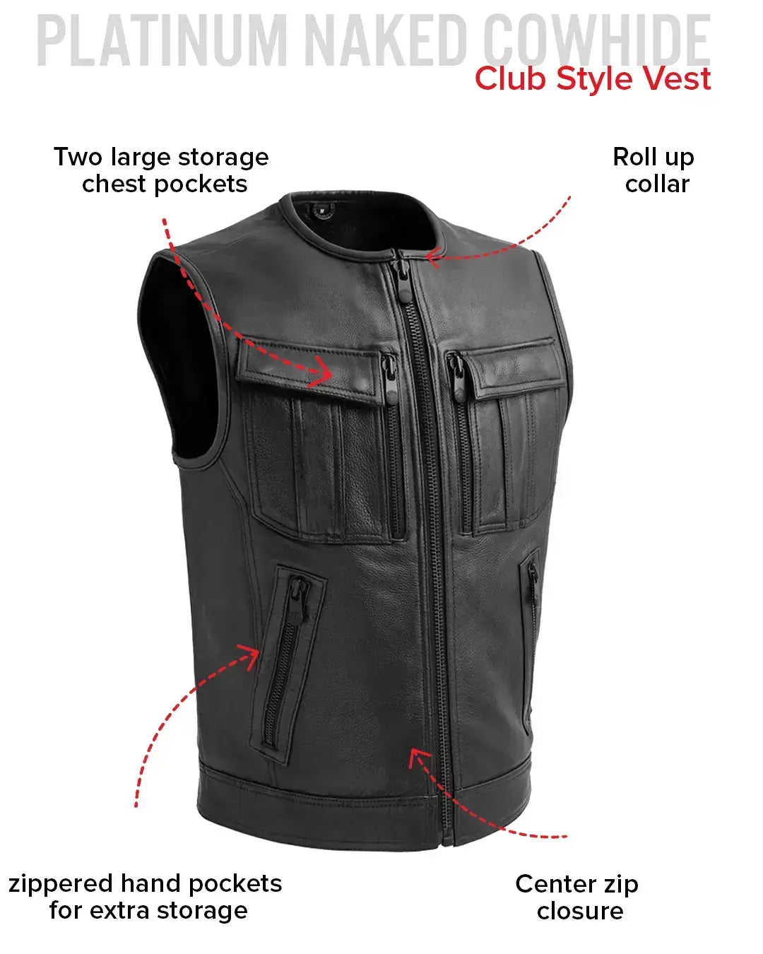 Unbeatable Men's Motorcycle Leather Vest - First Manufacturing Company - Flyclothing LLC