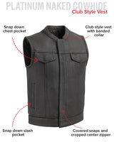 Hotshot Men's Motorcycle Leather Vest - First Manufacturing Company - Flyclothing LLC