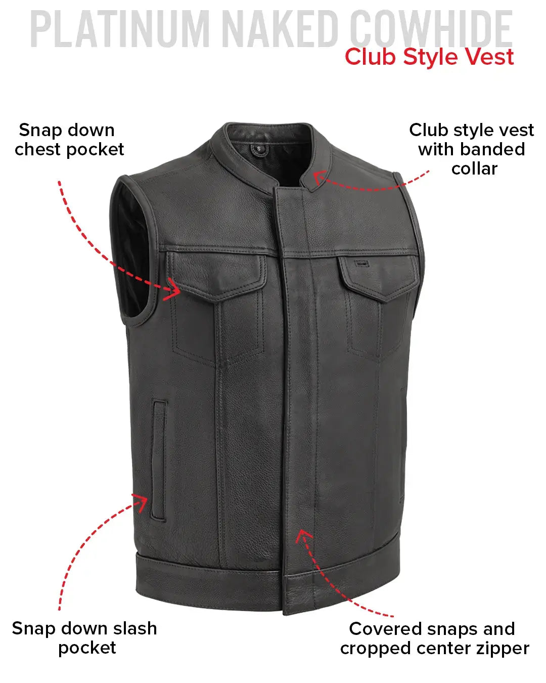 Hotshot Men's Motorcycle Leather Vest - First Manufacturing Company - Flyclothing LLC