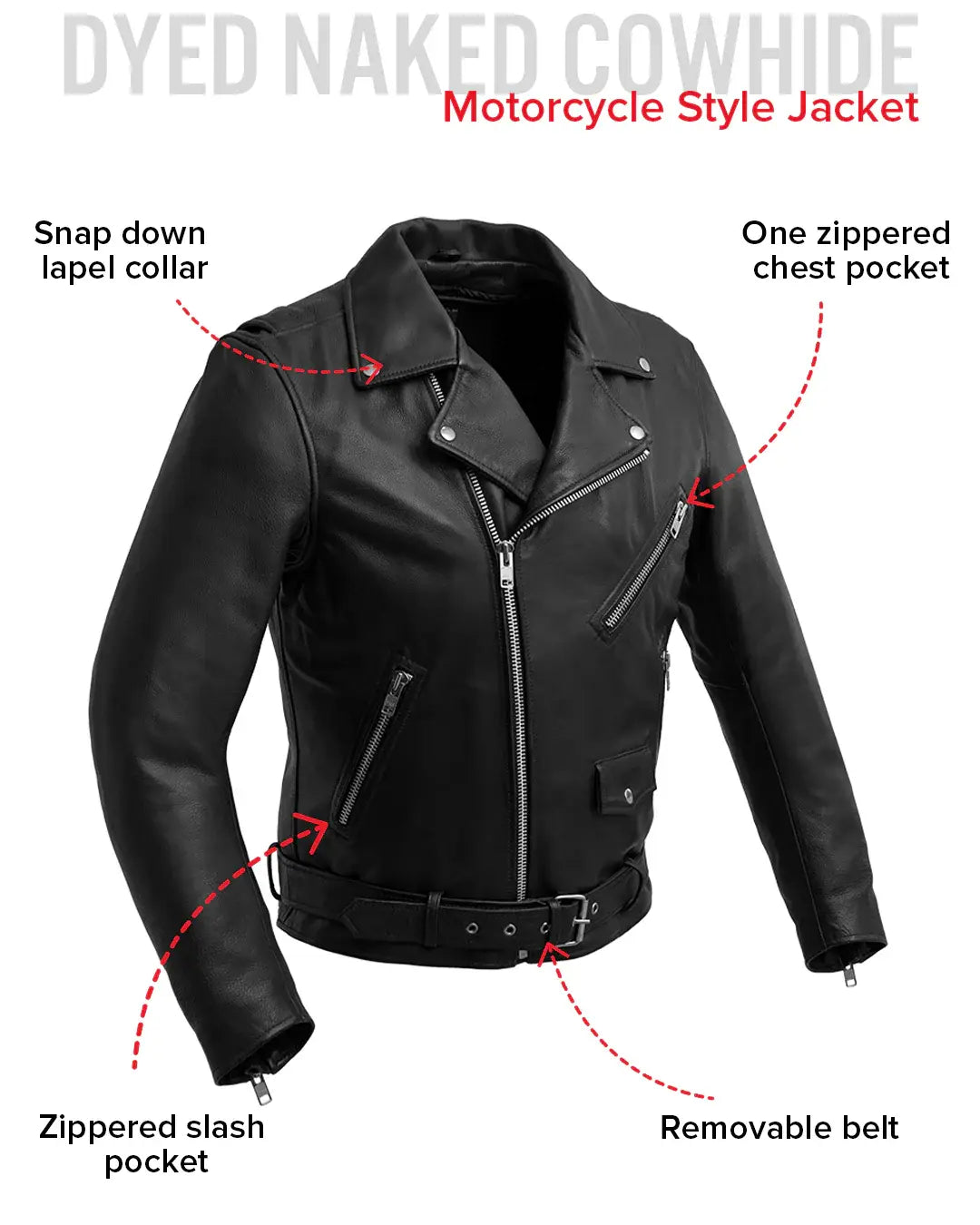 Fillmore Men's Motorcycle Leather Jacket - First Manufacturing Company - Flyclothing LLC