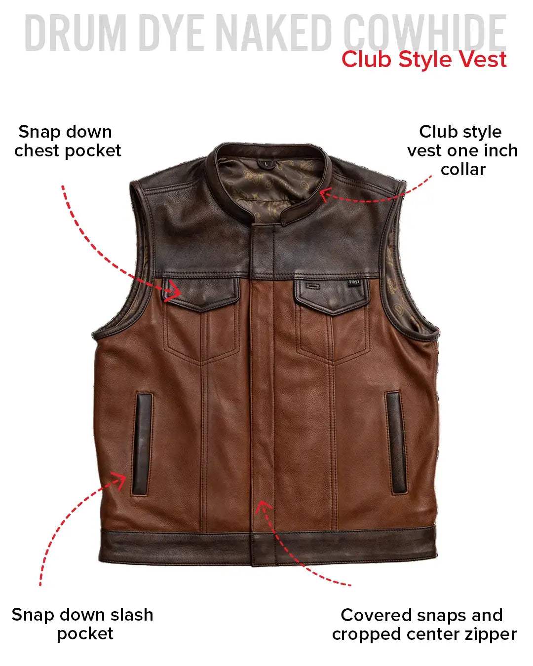 Gunner Men's Leather Motorcycle Vest (Limited Edition) - First Manufacturing Company - Flyclothing LLC