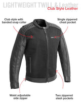 Daredevil Men's Motorcycle Twill/Leather Jacket - First Manufacturing Company - Flyclothing LLC