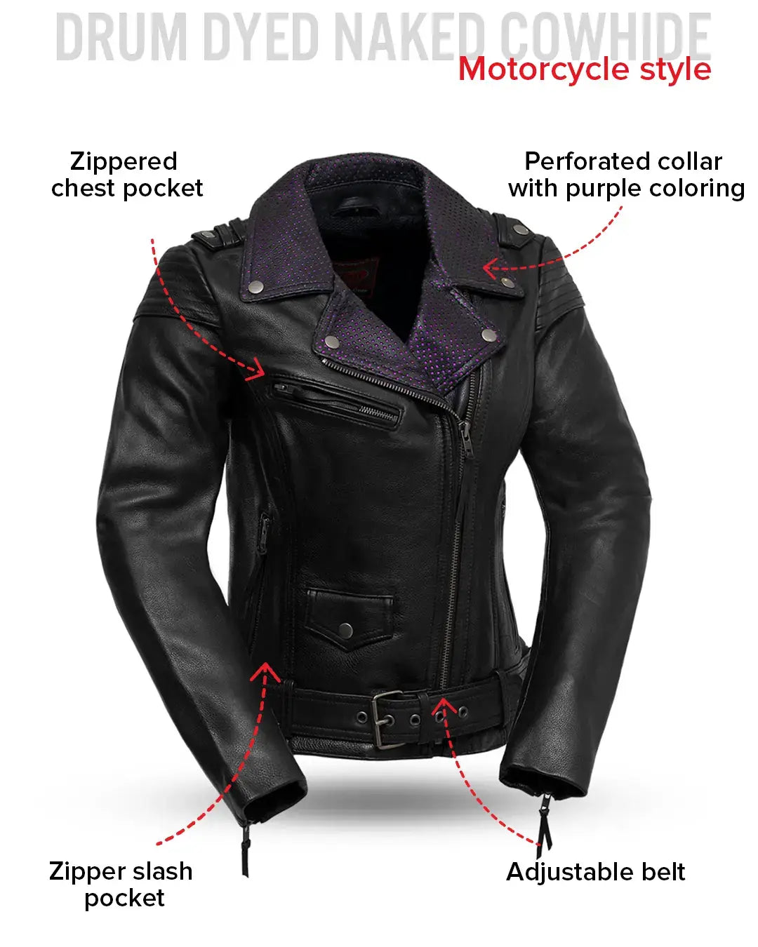 Iris - Women's Motorcycle Leather Jacket - First Manufacturing Company - Flyclothing LLC