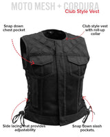 Bonnie Moto Mesh Women's Motorcycle Vest - Diamond Quilt - First Manufacturing Company - Flyclothing LLC