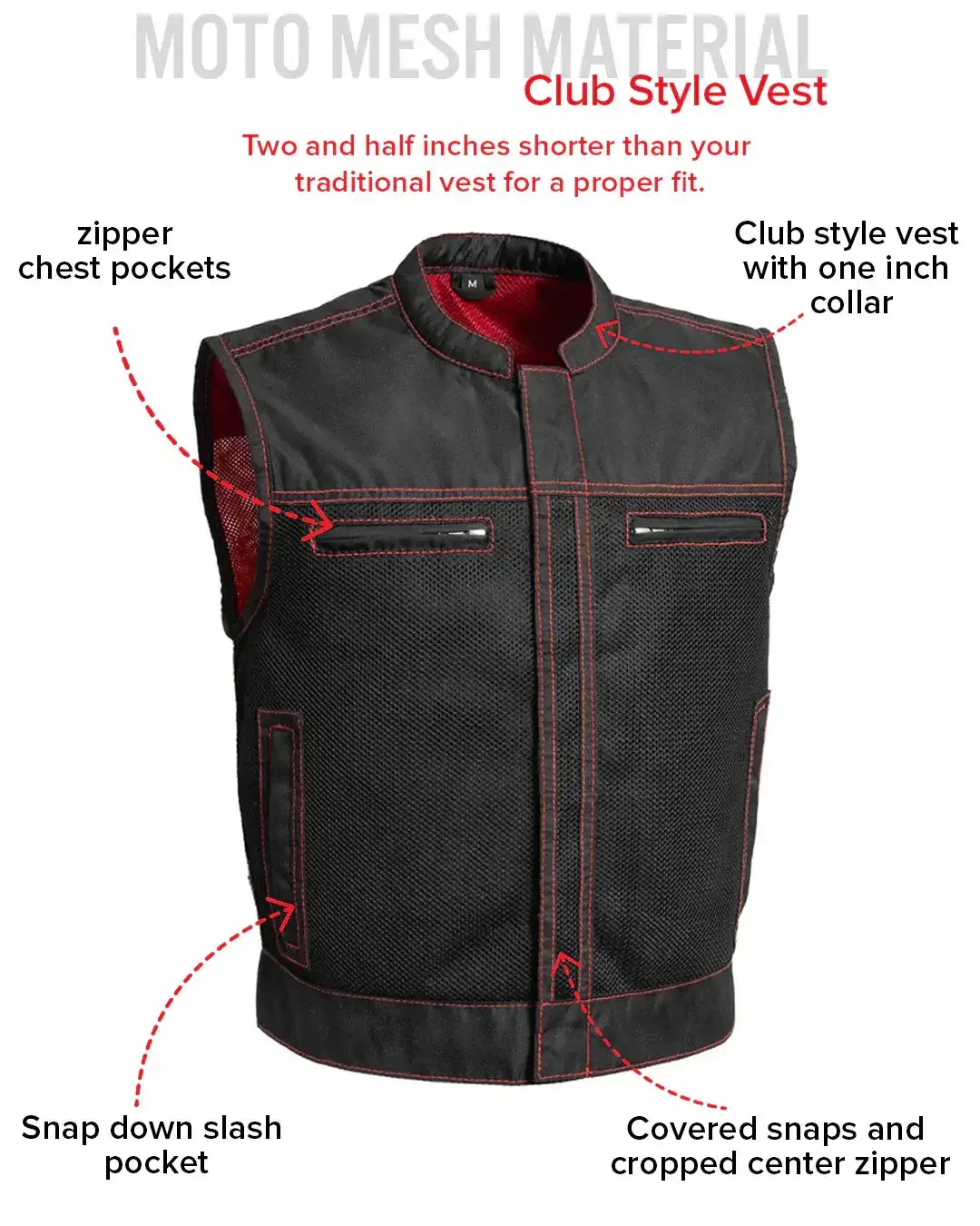 Lowrider Moto Mesh Men's Motorcycle Vest - First Manufacturing Company - Flyclothing LLC