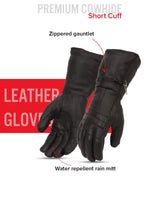 Black Rock Men's Leather Gauntlet Gloves - First Manufacturing Company - Flyclothing LLC