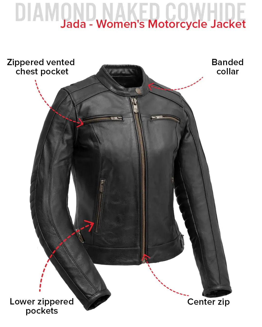 Jada - Women's Motorcycle Leather Jacket - First Manufacturing Company - Flyclothing LLC