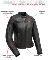Jada - Women's Motorcycle Leather Jacket - First Manufacturing Company - Flyclothing LLC